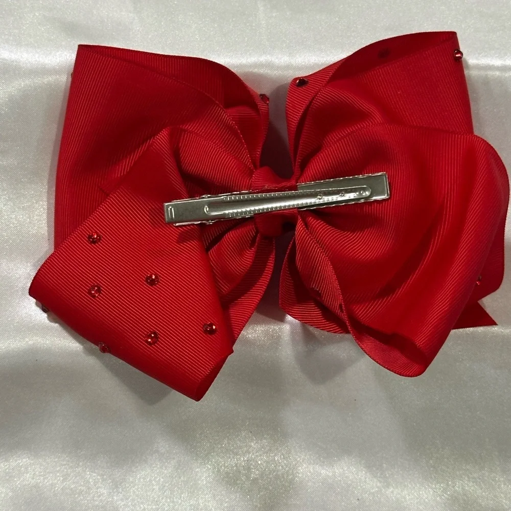 Girls' Red Rhinestone Bow Hair Clip- bundle 2+ to save on shipping costs